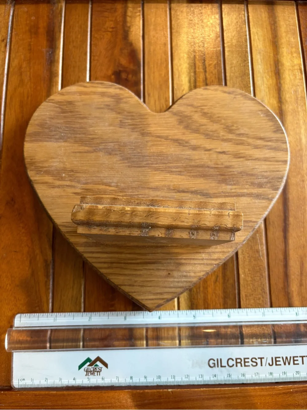 Vtg 2004 Handmade Wooden Heart Display Shelf - Natural Brown